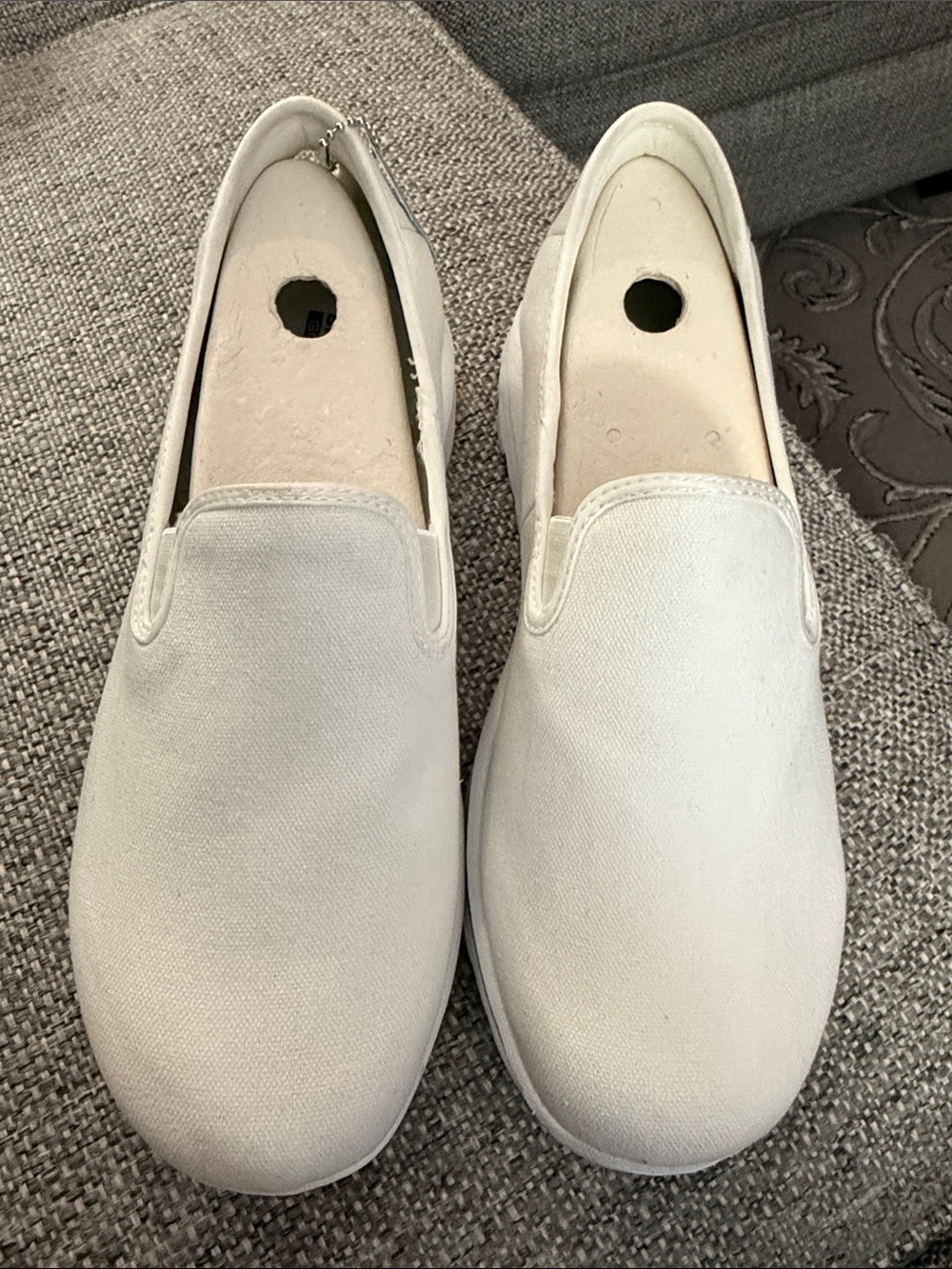Skechers GOwalk Canvas Slip-On Shoes Adorn White Wide Fit Size 9